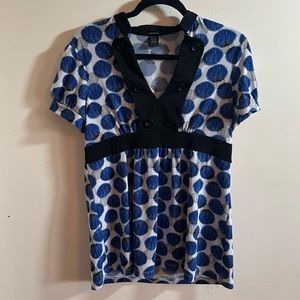 Maurices Blue & Black Polka Dot Blouse XL